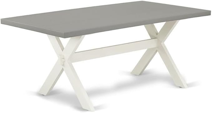 East West Furniture X097VE005-9 9 Piece Dining Table Set Includes a Rectangle Dining Room Table with X-Legs and 8 Grey Linen Fabric Upholstered Chairs, 40x72 Inch, Multi-Color