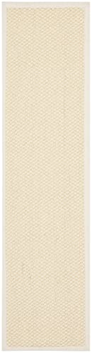 SAFAVIEH Natural Fiber Collection Runner Rug - 2'6" x 12', Cream, Sisal, Woven Design with Border (NF525A) - color: Creme, size: 2'6" x 12' (Runner)
