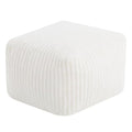 MeMoreCool Square Stuffed Pouf Ottoman Foot Rest, Stripe Furry Floor Pouf Foot Stool with Foam Chunk Filling, Soft Fluffy Stuffed Ottoman Footrest for Living Room, Faux Fur Beige - color: Ribbed Beige