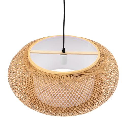 TFCFL Bamboo Wicker Lampshade Rattan Pendant Light, 24 Inch Large Dome Handwoven Ceiling Lighting Hollow Lampshade Weave Bamboo Rattan Hanging Light Fixture for Dining Room Cafe Restaurant - size: 24 Inch, Style B