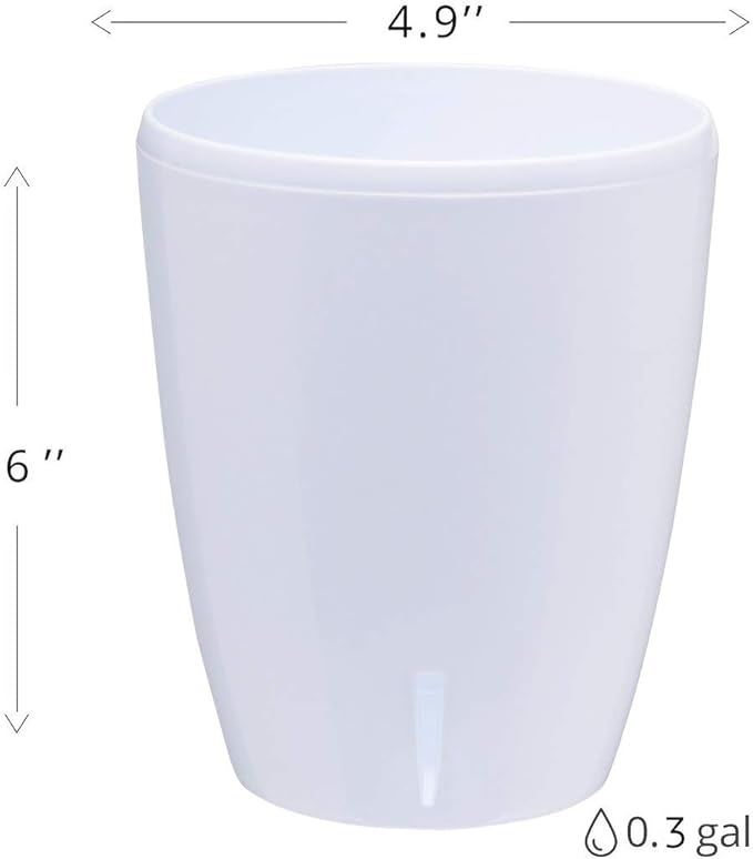 Santino 4.9 Inch ORCHIDEA Self Watering Pots for Orchids in White (Set of 3) - Decorative Wicking Planter with w/Great Aerification, Drainage and Water Level Indicator