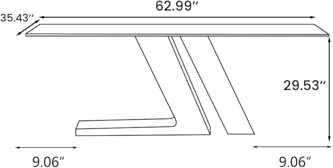 POVISON 63" Modern Luxury Gold Rectangular Dining Table for 4, Glossy Sintered Stone Tabletop, White and Gold Z-Shaped Stainless Steel Base (Dining Table Only)