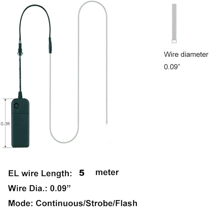 MaxLax EL Wire Pink 10-Pack, 16.4ft/5m Neon Light Wire with Noise Reduction and Battery Pack…