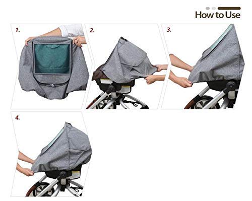 Manito Melange Infant Car Seat Weather Shield – Universal-Fit, Clear Window, Windproof, Water-Repellent, Premium Baby Car Seat Cover for Travel & Outdoor Weather Protection (Black)
