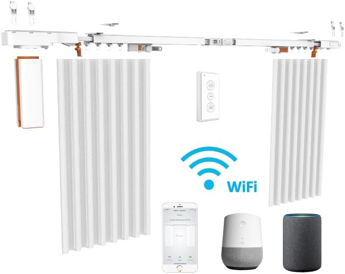 Homesupplier Smart Curtain, Automatic Curtain Track | Heavy Duty, WiFi Control, Voice Assistance, Adjustable Length, Easy Installation (82 in (6.5 ft))