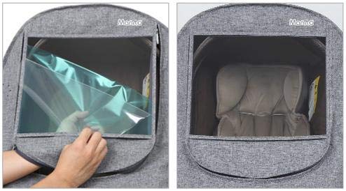 Manito Melange Infant Car Seat Weather Shield – Universal-Fit, Clear Window, Windproof, Water-Repellent, Premium Baby Car Seat Cover for Travel & Outdoor Weather Protection (Black)