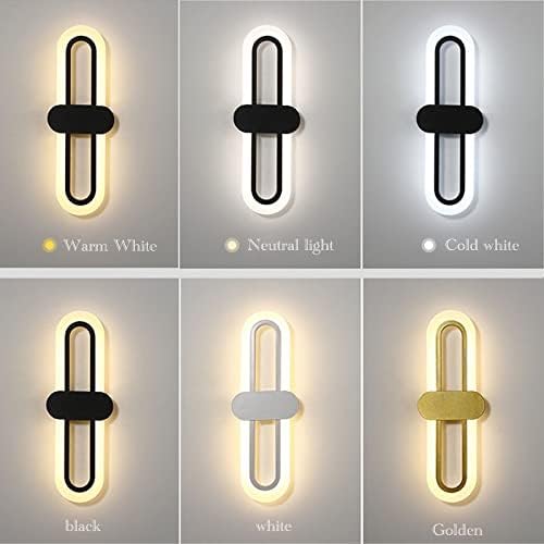 Bedroom Bedside Modern Minimalist Living Room Background Wall Led Three-Color Light-Changing Wall Lamp Simple Aisle Balcony Lamp(Black,Warm(2700-3500K))