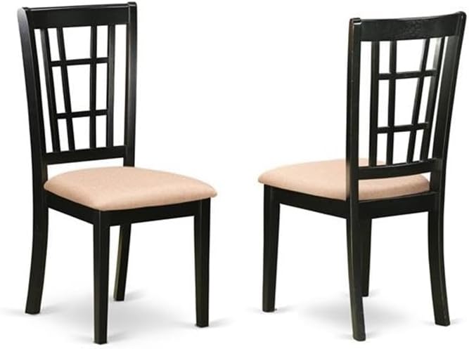 East West Furniture LGNI9-BLK-C 9 Piece Dining Room Furniture Set Includes a Rectangle Kitchen Table with Butterfly Leaf and 8 Linen Fabric Upholstered Chairs, 42x84 Inch, Black