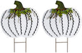 Veclotch 2set Pumpkin Garden Stake Metal Yard Sign Fall Decor, Decorative Decor Outdoor Stakes for Autumn Harvest Thanksgiving Halloween Rustic Decoration Home (White, 26''H)