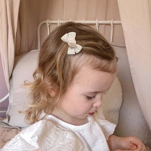 Baby Hair Clips 2'' Toddler Girl Hair Bows Set 8Pcs Fully Covered Barrettes Infant Small Hair Accessories for Newborn, Kids Fine Hair