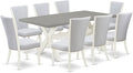 East West Furniture X097VE005-9 9 Piece Dining Table Set Includes a Rectangle Dining Room Table with X-Legs and 8 Grey Linen Fabric Upholstered Chairs, 40x72 Inch, Multi-Color
