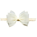 Cute Lace Bow Baby Girls Headbands White Knot Headband Soft Chiffon Hair Band for Newborn Infant Toddler Kids Hair Accessories (Beige A)