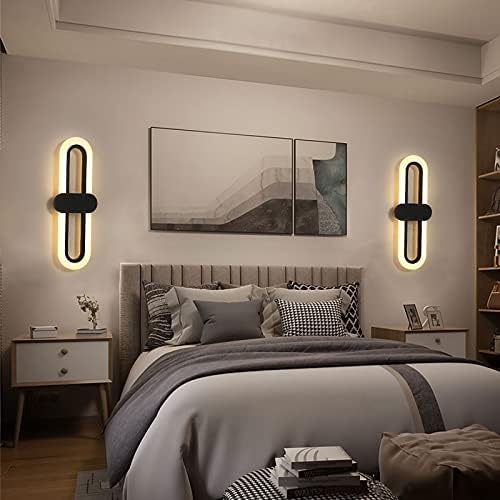 Bedroom Bedside Modern Minimalist Living Room Background Wall Led Three-Color Light-Changing Wall Lamp Simple Aisle Balcony Lamp(White,3 Color Switching)