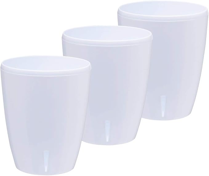 Santino 4.9 Inch ORCHIDEA Self Watering Pots for Orchids in White (Set of 3) - Decorative Wicking Planter with w/Great Aerification, Drainage and Water Level Indicator