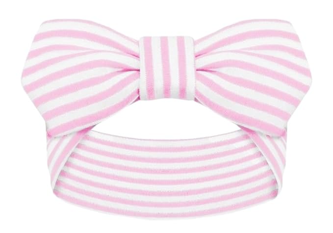 Creative Knitwear Clemson Tigers Infant Girls Pink/White Striped Hair Knot Headband Embroidered Logo - Size Newborn - 4T