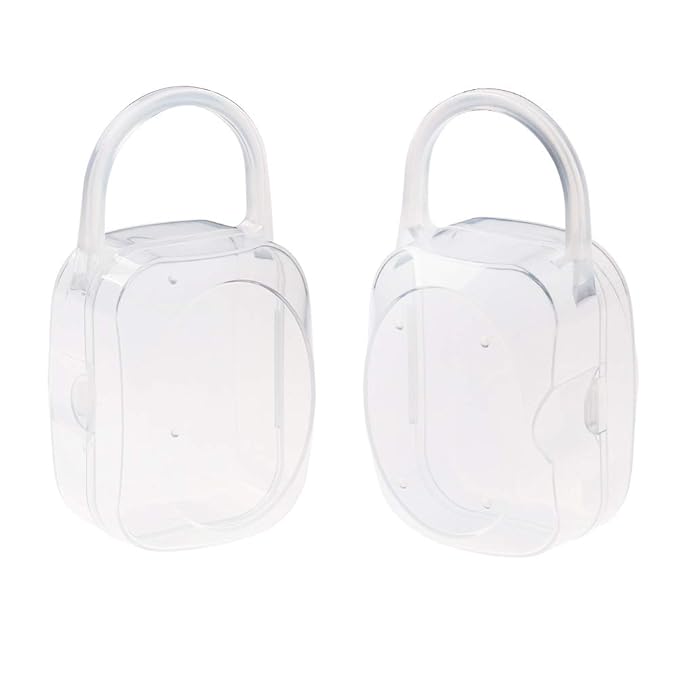 Accmor Pacifier Case, Pacifier Holder Case with Handle, BPA Free Universal Pacifier Container Box for Travel, Transparent, 4 Pack