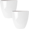 RUBBER BOND Plastic Plant Pots 2 Pack - Modern Indoor/Outdoor Planters for Home Decor - Weather-Resistant Large Flower Pots - Lightweight 12 Inches Tall Planters
