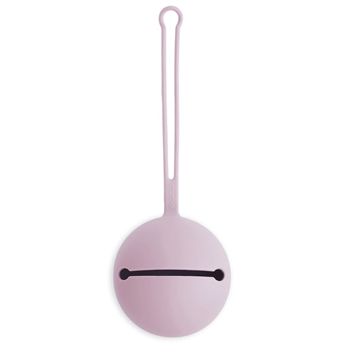 mushie Silicone Pacifier Holder Case (Soft Lilac)