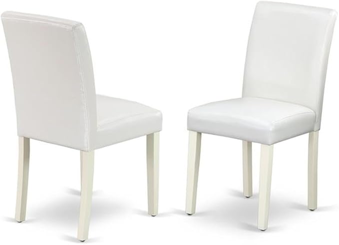 East West Furniture V097AB264-5 5 Piece Kitchen Table & Chairs Set Includes a Rectangle Dining Room Table with V-Legs and 4 White Faux Leather Upholstered Chairs, 40x72 Inch, Multi-Color
