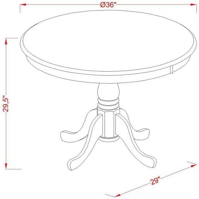 East West Furniture AMPF3-BCH-W 3 Piece Dining Table Set for Small Spaces Contains a Round Kitchen Table with Pedestal and 2 Dining Room Chairs, 36x36 Inch, Black & Cherry