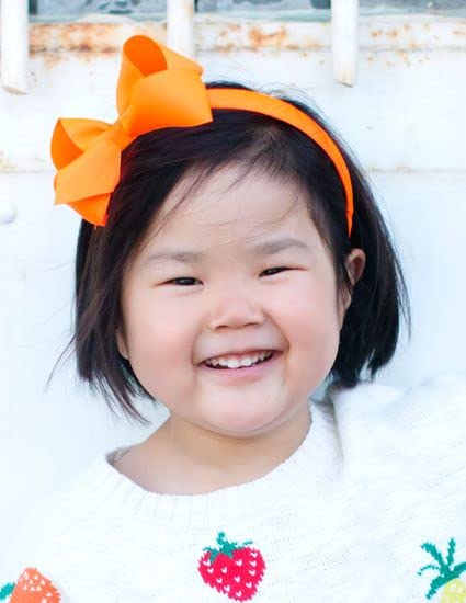 Wee Ones Girls' Classic Grosgrain Hair Bow on a Wrapped Headband, Stylish For All Hair Types, Medium Bow, Delphinium