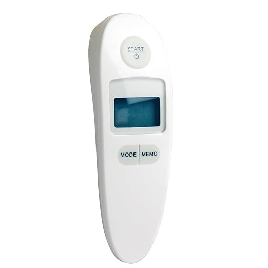 ADC Essentials 1-Second Non-Contact Infrared Thermometer with Color-Coded Backlight and 10-Reading Memory, Model 431, White