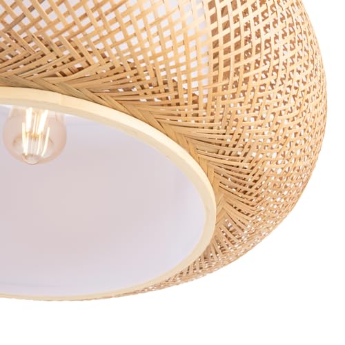 TFCFL Bamboo Wicker Lampshade Rattan Pendant Light, 24 Inch Large Dome Handwoven Ceiling Lighting Hollow Lampshade Weave Bamboo Rattan Hanging Light Fixture for Dining Room Cafe Restaurant - size: 24 Inch, Style B