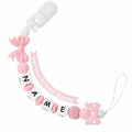 Personalized Name Pacifier Clips Nipples Holder Chain,Custom Baby Name Accessories Newborn Boy Girl Pacifier Clip(Pink)
