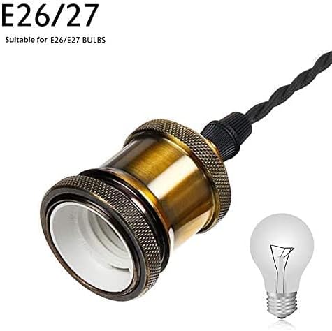 Kiven 3-Light H-Type Wire Track Light Pendants, 48 Inch Cord Length Black Weave Rope, Restaurant Chandelier Decorative Pendant Light Industrial Factory Pendant Lamp 3 Pack,Bulb Not Included（Gold）