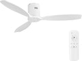 Sofucor 52'' Low Profile Ceiling Fan Remote Control without Lights,Wood Flush Mount White Ceiling Fans no light, Modern Ceiling Fan Reversible DC for Bedroom,Farmhouse,Living Dining Room,Kitchen