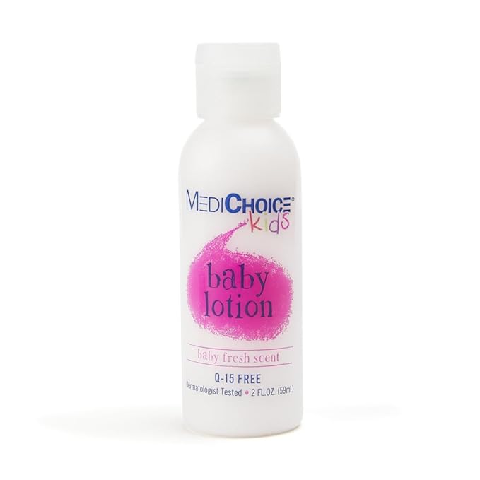 MediChoice Baby Lotion Hypoallergenic and Moisturizing Formula for Sensitive Skin Fresh Scent Flip Top Bottle pH-balanced for Gentle Hydration 2 oz. BL4020 Case 144