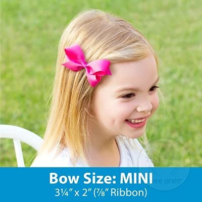 Wee Ones Girls' Classic Grosgrain Hair Bows with Plain Wrap Center, No-Slip Hair Clip, Handmade, Cranberry, Mini