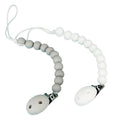 Kids Heroes Silicone Pacifier Holder Clip with One Piece Design for Baby, 2 Pack (White and Grey)