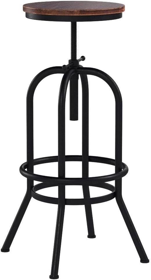 32 inch Vintage Industrial Bar Stool-Metal Wood Swivel Bar Stool-Retro Bar Height Stool-Counter Height Adjustable Kitchen Stools-Set of 2-Extra Tall Pub Height 26-32 Inch,Fully Welded(Black(2pcs))