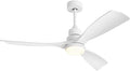 52 Inch Ceiling Fans with Lights Remote, White Ceiling Fans 3-Color Light, Timer, ETL Listed, 3 Downrods, 3 Blades, 6 Speed Modern Fan Quiet Reversible DC Motor for Patio Outdoor,52in,White