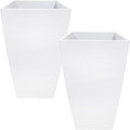 RUBBER BOND Plastic Plant Pots 2 Pack - Modern Indoor/Outdoor Planters for Home Decor - Weather-Resistant Large Flower Pots - Lightweight 22 Inches Tall Planters