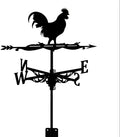 Rooster Weathervane Silhouette Art Black Metal Cock Wind Vanes Indicator Kit Outdoor Bracket for Garden Roof Yard Building (C)