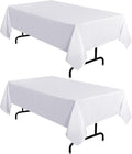 sancua 2 Pack White Tablecloth 60 x 120 Inch, Rectangle 8 Feet Table Cloth - Stain and Wrinkle Resistant Washable Polyester Table Cover for Dining Tables, Buffet Parties and Camping