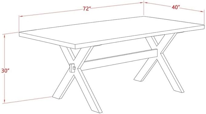 East West Furniture X677DR124-5 5 Piece Dining Room Table Set Includes a Rectangle Dining Table with X-Legs and 4 Black Color Linen Fabric Upholstered Chairs, 40x72 Inch, Multi-Color