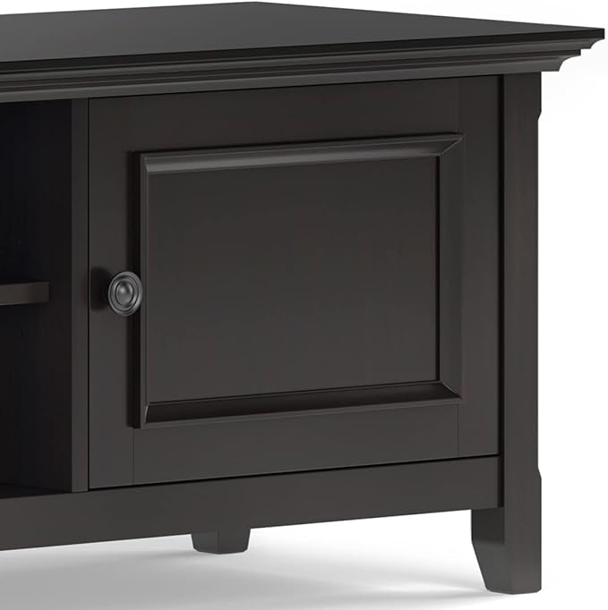 SIMPLIHOME Amherst 72-inch Wide Solid Wood Low TV Stand in Hickory Brown, Transitional-Style Media Console for Living Room with Cable Management, Fits 80" TVs
