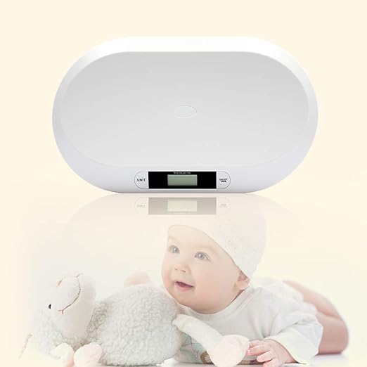 20KG/44LBS Electronic Digital Baby Weighing Scale Measure Infant/Baby/Pet Weight Accurately, Precision of 10g, Length 55cm, Large LCD Display, Weight Measure Tool White