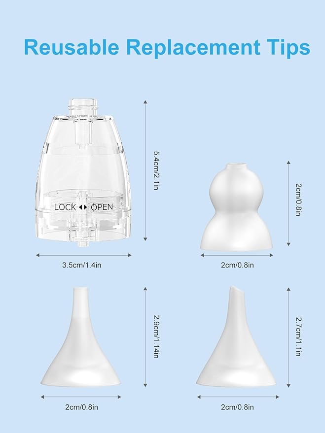 Nasal Aspirator Replacement Parts Compatible with GROWNSY, X-Bosak, Watolt Nose Sucker for Baby & Toddlers, Suction Chamber and 6pcs Silicone Tips Replacement Kit