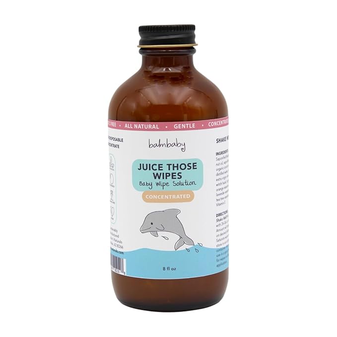 BALM! Baby Juice Those Wipes and Diaper Balm - Baby Wipes Concentrated Solution + Baby Diaper Rash Balm - All Natural for Cloth or Disposable - Cloth Safe - Plastic Free - Glass Containers