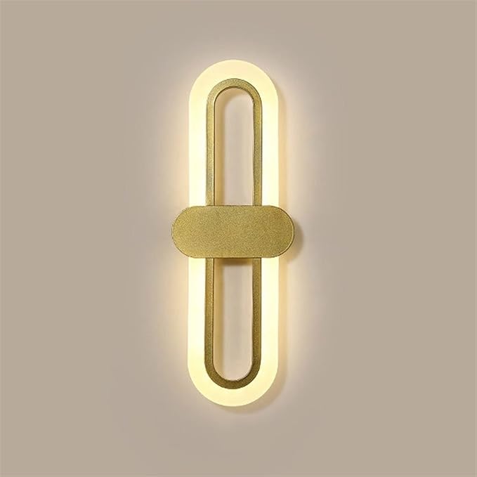 Bedroom Bedside Modern Minimalist Living Room Background Wall Led Three-Color Light-Changing Wall Lamp Simple Aisle Balcony Lamp(Gold,3 Color Switching)