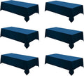 Rectangle Tablecloths 90x132 Inch 6 Pack Navy Blue Tablecloth for 6ft Washable Decorative Linen Polyester Table Cloths for 8ft Dining Table Banquets Buffet Parties and Wedding