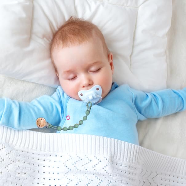 Pacifier Clip for Boys Girls - MORIBOX 5 Pack Paci Clip Soothie Baby Binky Holder for Shower Birthday Gift (Beige+Yellow+Green+Maroon+Pink)