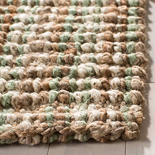 SAFAVIEH Natural Fiber Collection Area Rug - 2'6" x 4', Sage & Natural Brown, Handmade Jute, Farmhouse Style, Chunky Textured Thick Pile (NF447S) - color: Sage/Natural, size: 2'6" x 4' (Rectangular)