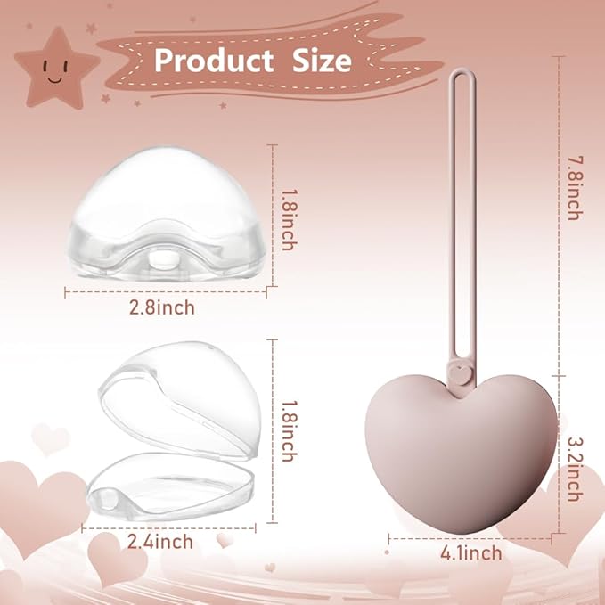 4PCS Pacifier Holder Case Set, 2pcs Silicone Portable Pacifier Pouch and 2pcs Transparent Pacifier Storage Container, Cute Heart Shape Pacifier Storage Case for Newborn Baby（Green&Blue）