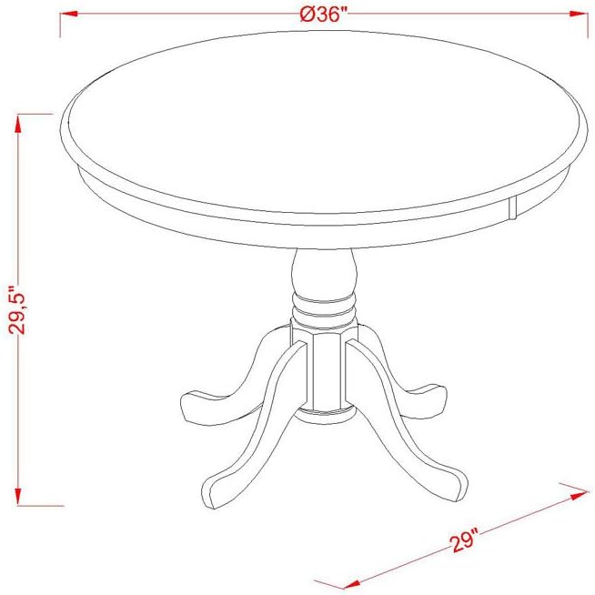 East West Furniture ANCA5-CAP-LC 5 Piece Dinette Set for 4 Includes a Round Kitchen Table with Pedestal and 4 Faux Leather Upholstered Dining Chairs, 36x36 Inch, Cappuccino