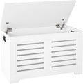 DINZI LVJ Storage Chest, Flip-top Wooden Toy Box Organizer with 2 Safety Hinges, Entryway Shoe Bench, Good Ventilation, Storage Bench for Living Room, Bedroom, Easy Assembly, White